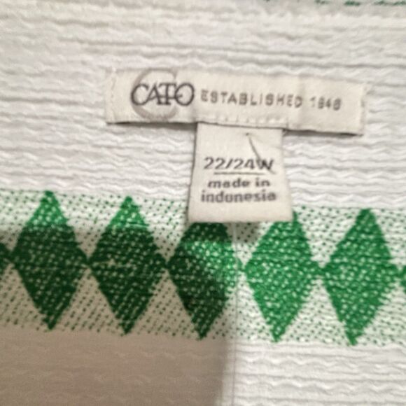 CATO NEW GREEN/WHITE CHEVON PRINT SIDE TIE TIERED MINI DRESS PLUS SIZE 22/24 - Picture 7 of 9